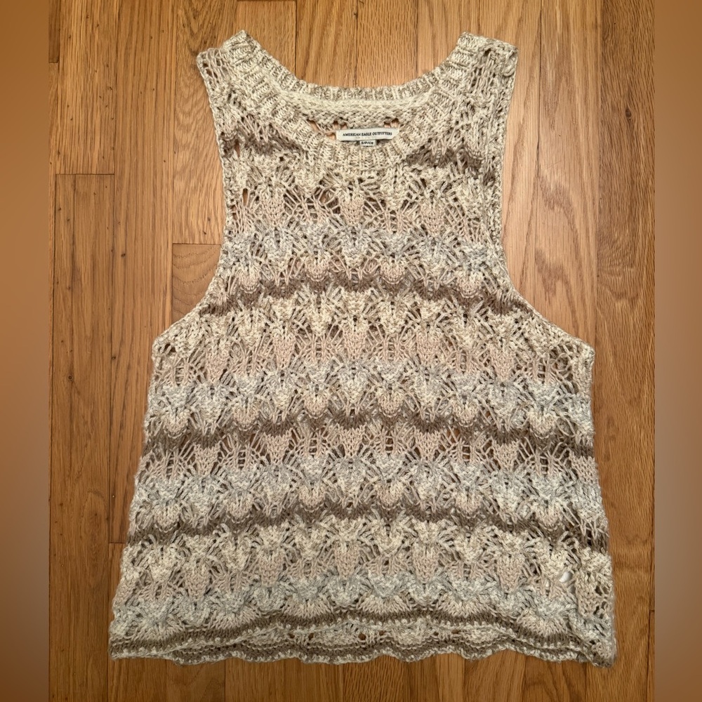 American Eagle Outfitters Beige Knit Tank Top